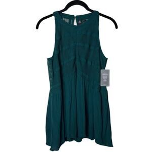 NWT Volcom Boho Top Women's Size Small Deep Emerald, Green Haute Stone High Neck